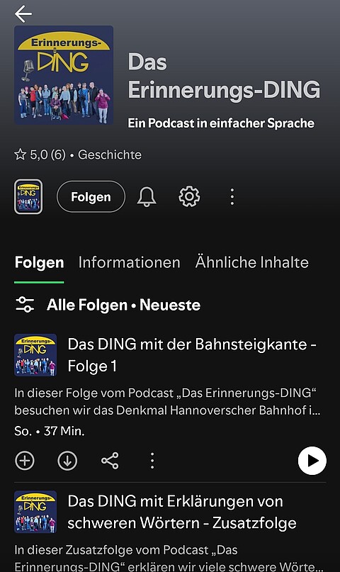 Ansicht der Spotify Benutzer-Oberfläche